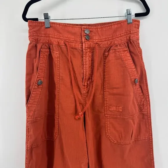 Free People Mohave Safari Pants Size 10 Rust Orange Cargo Drawstring Casual - Picture 4 of 10